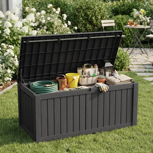 Vista 5 de Caja de cubierta de 200 galones con cerradura, impermeable Negro