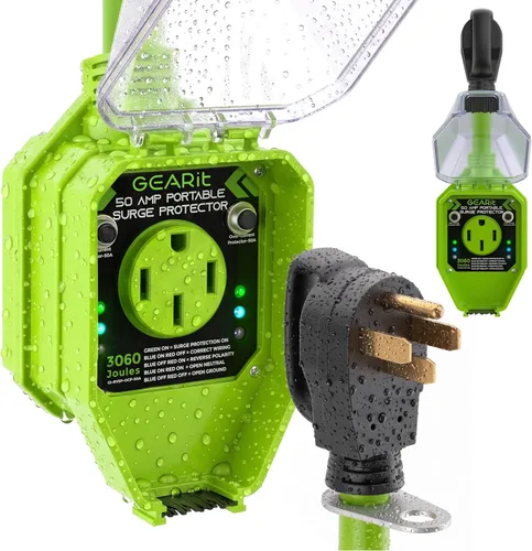 Vista 11 de GEARit Protector de sobretensiones RV de 50 AMP - Analizador de circuito, protector/monitor de voltaje con protección contra sobretensiones