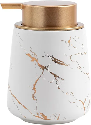 Vista 8 de Coffeezone Dispensador de loción de cerámica para pintura a mano, 11 onzas, dispensador de jabón de manos líquido, botella para cocina y baño