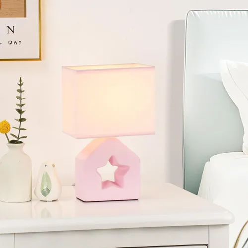 Vista 3 de Vera - Lámpara de mesa pequeña rosa para sala de estar como lámpara de mesita de noche para dormitorio, lámpara de mesa moderna de cerámica