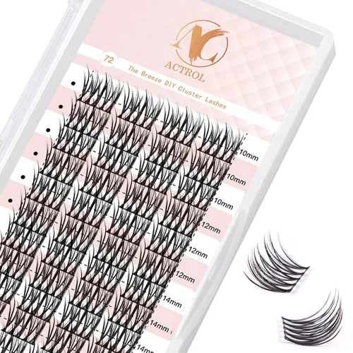 Vista 31 de ACTROL Pestañas de anime con forma de pluma, extensiones de racimo de pestañas naturales de manga individual