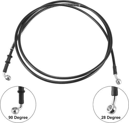 Vista 4 de Motoforti Universal 94.5 in 94.49" motocicleta freno embrague aceite manguera tubería hidráulico reforzado acero inoxidable trenzado negro