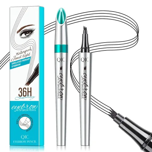 Vista 10 de Lápiz de cejas con microcuchilla de 4 puntas para maquillaje natural de cejas, bolígrafo de microblading impermeable y a prueba de manchas