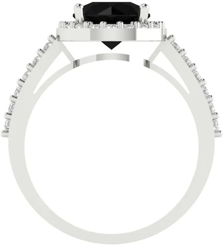 Vista 4 de 2.37ct brillante corte redondo solitario halo natural ónix negro diseñador moderno declaración acento anillo sólido 14k oro blanco