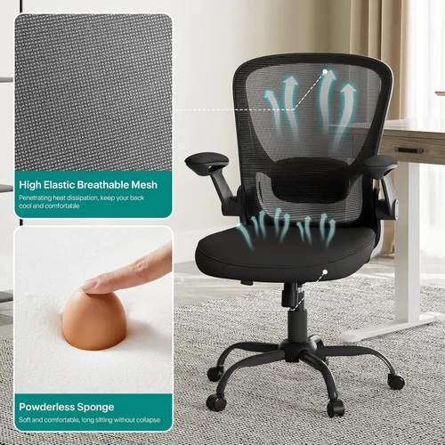 Vista 6 de EUREKA ERGONOMIC Sillas de escritorio de oficina en casa, silla de escritorio ergonómica con ruedas, silla de computadora con malla transpirable
