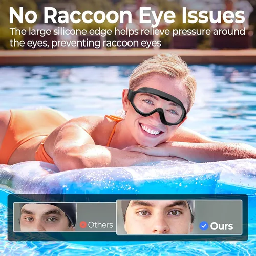 Vista 5 de VegoVia Gafas de natación para adultos, 2 unidades, antiempañamiento, vista amplia de 180°, protección UV, para piscina, para adultos, jóvenes