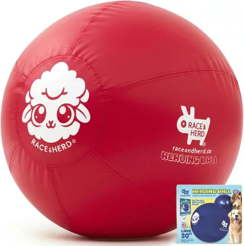 Vista 13 de Race&Herd Pelota de pastoreo XXL original de 25 pulgadas para perros grandes, juguetes de pastoreo, pelota duradera para perros grandes al aire
