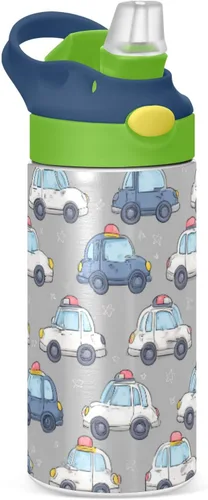Vista 8 de Stars Basketball - Botella de agua aislada para niños y niñas con tapa de pajilla, vaso de acero inoxidable de 12 onzas, a prueba de fugas, sin BPA
