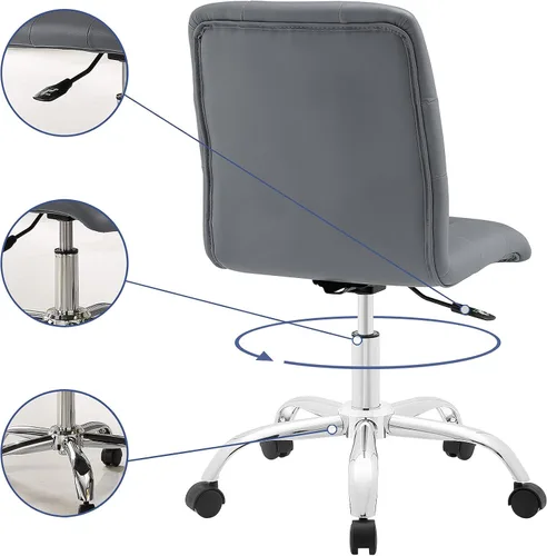 Vista 14 de Modway Prim Silla de oficina giratoria sin brazos con respaldo medio acanalado en gris