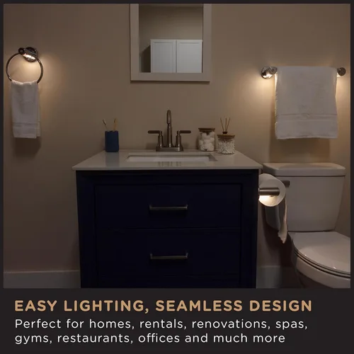 Vista 5 de Enbrighten Toallero, sensor de movimiento, luz nocturna, funciona con pilas, iluminación de baño, toallero, colgador de toallas, toallero para baño