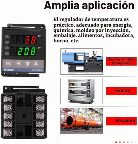 Vista 7 de Controlador de temperatura PID digital REX-C100 Regulador de temperatura del termostato 100-240 V Salida de relé 1500VAC, 14 bits