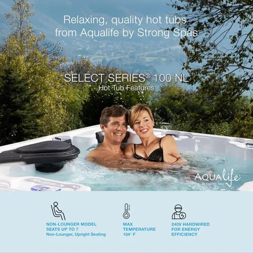 Vista 4 de Bañera de Hidromasaje AquaLife Serie Select® de 7 Personas con 100 Chorros de Acrílico, sin Asiento, con Ozonizador y Escalones