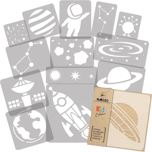 Vista 6 de NAKLEO Juego de plantillas de pintura para niños, 14 plantillas de 3.5 x 4.7 pulgadas a 9.1 x 13.4 pulgadas, plantas de otoño, plantillas de dibujo