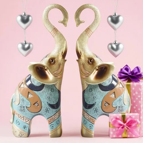 Vista 6 de Decoración de estatuas de elefante dorado, figura de buena suerte para decoración del hogar, esculturas y estatuas de arte de resina, regalos
