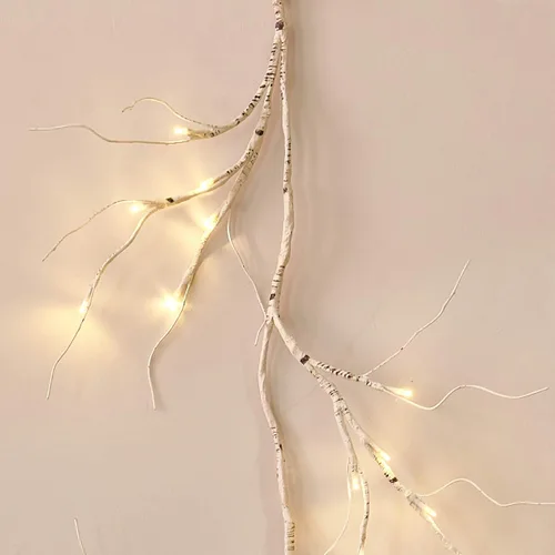 Vista 6 de LITBLOOM - Guirnalda iluminada de abedul de 6 pies con 48 LED que funciona con pilas y temporizador, luces de rama de vid pre-iluminadas