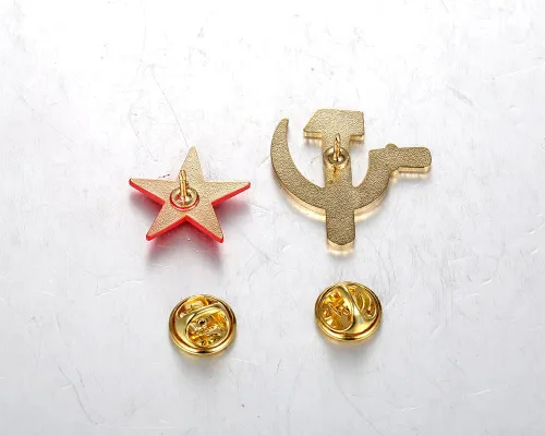 Vista 2 de Gudeke Soviet CCCP Red Star Sickle Hammer Symbol Emblem Lapel Pin Badge
