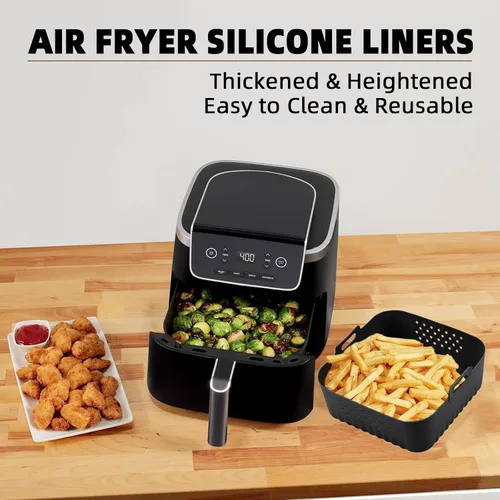 Vista 4 de LYHOLKEER Forros de silicona para freidora de aire Chefman de 6 cuartos de galón, Instant Pot Vortex Plus 6QT XL, 1 cesta cuadrada de silicona