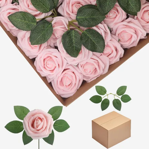 Vista 15 de Flores artificiales, rosas falsas de espuma de aspecto real, combo de flores artificiales de boda para ramos de boda, centros de mesa, arreglos
