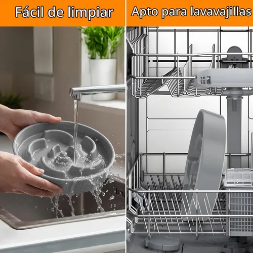 Vista 7 de Cuenco de cerámica para perros de alimentación lenta, 2 tazas de plato de Flor - Gris