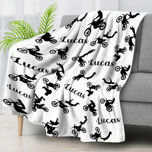 Vista 24 de Manta de forro polar suave para regalo de motocicletas de motocross, manta acogedora de franela, aire acondicionado, 50x40 pulgadas para niños