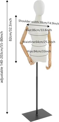 Vista 5 de Forma de vestido de torso de maniquí femenino, vestido de costura con brazos desmontables modelo M-annequin, exhibición de maniquí con base