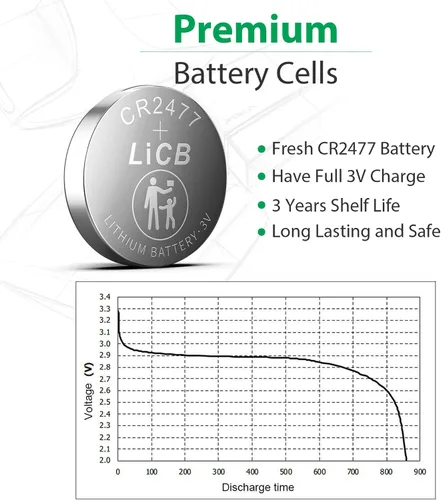 Vista 9 de LiCB CR2477 - Batería de litio de 3 V (paquete de 10)