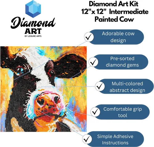 Vista 2 de Leisure Arts Kit de arte de diamante de vaca de pintura de 12
