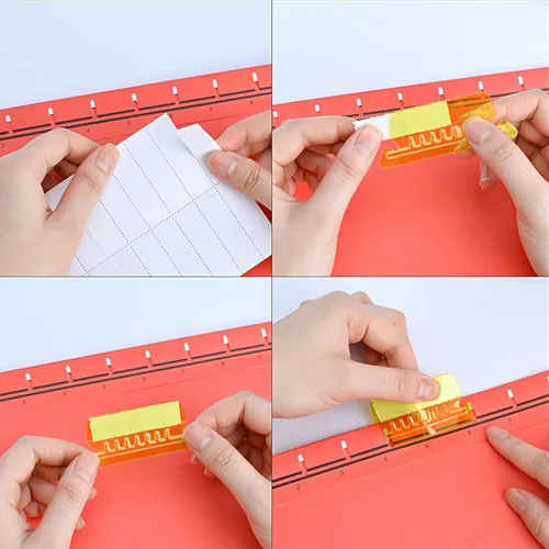 Vista 6 de Pestañas para carpetas de archivos, 60+120 juegos de pestañas colgantes multicolor con insertos, plástico transparente de 2 pulgadas para una