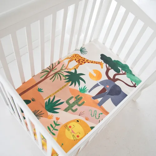 Vista 4 de Sábana para cuna pequeña, Pack n Play o Playard para cuna de Rookie Humans: 100% algodón satinado. Úselo como fondo de fotos para las fotos de su