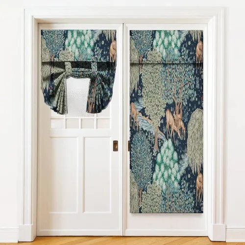 Vista 14 de Cortinas de puerta negras y rojas para ventanas de puerta, estampado de leopardo y cebra, cortinas de ventana para puerta de vidrio francesa