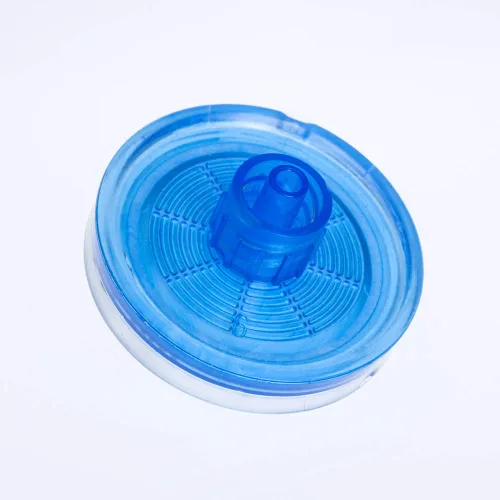 Vista 3 de GVS Tecnología de filtro, filtro de jeringa, ABLUO, 0.984 in, membrana CA, 0.22µm, carcasa acrílica, color azul, 10/pk
