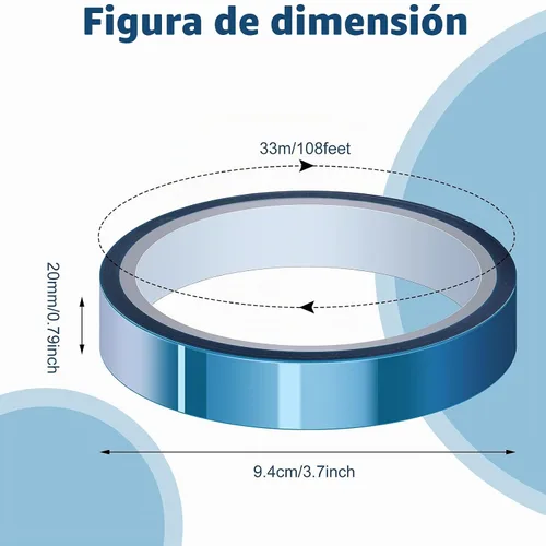 Vista 2 de Outus 6 rollos de cinta de alta temperatura, cinta de prensa de vinilo térmico resistente al calor, impresión 3D para transferencia de calor