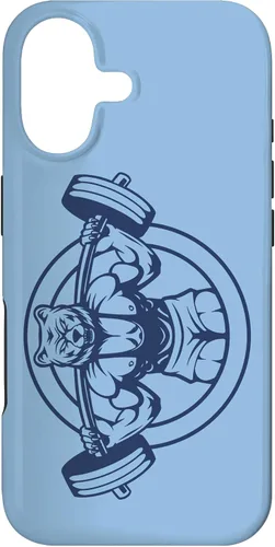 Vista 32 de iPhone 16 Bear Barbell diseño para culturistas caso de culturismo