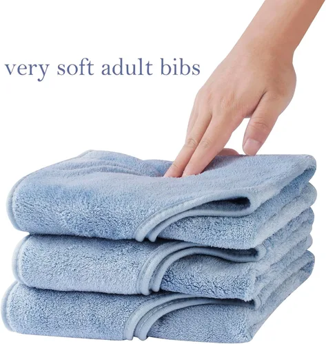 Vista 3 de Paquete de 3 baberos para adultos para hombres o mujeres, baberos grandes para personas mayores, lavables y absorbentes
