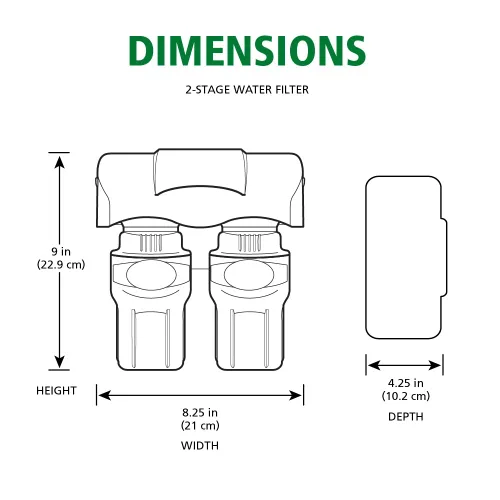 Vista 5 de AO Smith Filtro de grifo de agua limpia para debajo del fregadero de 2 etapas - Sistema de filtración de agua potable con bloque de carbono