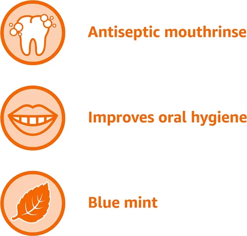 Vista 5 de Amazon Basics Enjuague bucal antiséptico, menta azul, 1 litro, 33.8 onzas líquidas, 1 paquete (anteriormente Solimo)