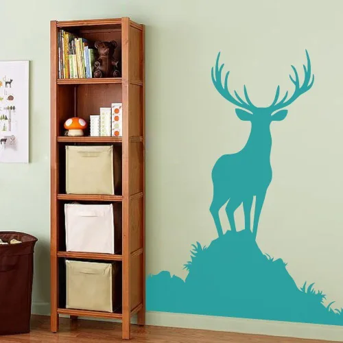 Vista 7 de Buck pared animales calcomanía decorativo para pared vinilo calcomanía decorativo para pared, diseño de ciervo Vida Silvestre caza Decoración Negro