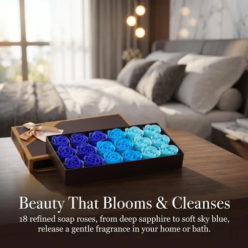 Vista 7 de Little World Jabón de baño con flores de rosas, pétalos de rosa perfumados florales para baño, jabón corporal de pétalos en caja de regalo