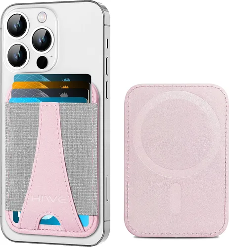 Vista 10 de HiWe Cartera Magsafe, cartera magnética Eiffel-Tower para iPhone serie 16/15/14/13/12, cartera de cuero, compatible con 6 tarjetas, delgado, bloqueo