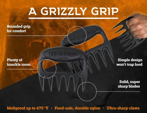 Vista 3 de Bear Paws Garras de carne – Las garras trituradoras de carne originales para cerdo desmenuzado, fabricadas en Estados Unidos. Levanta, tritura, tira