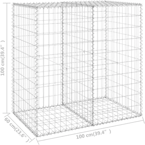 Vista 3 de vidaXL 39.4"x23.6"x39.4" Gabion Wall con cubiertas en acero galvanizado plata
