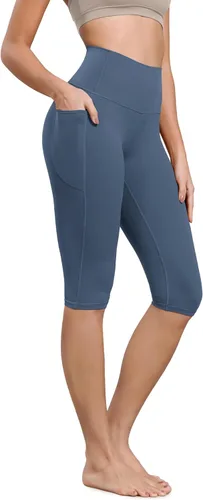 Vista 25 de ODODOS Pantalones capri de yoga suaves como mantequilla para salón con bolsillos para mujeres, leggings capri de cintura alta de 14"/19"/21