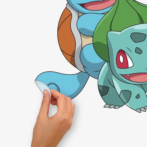 Vista 4 de RoomMates RMK5361GM Calcomanías de pared gigantes pegar y pelar Pokémon Squirtle, Charmander y Bulbasaur