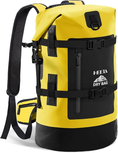 Vista 12 de HEETA - Bolsas secas impermeables para hombres y mujeres, mochila de 40 L, con parte superior enrollable, mochila de senderismo resistente para Negro
