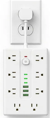 Vista 5 de Protector de sobretensiones de placa de alimentación con 16 enchufes, equipado con 3 puertos USB A y 3 puertos USB C, adecuado para varios