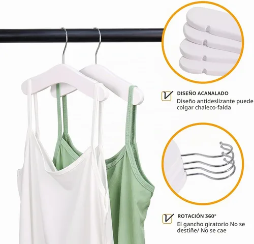 Vista 2 de Perchas de madera para bebés y niños, 10 piezas de madera natural para niños, ropa para niños, perchas para ropa de bebé