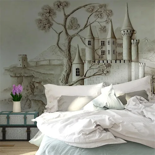 Vista 13 de Murales de pared 3D de ciudad en blanco y negro, papel tapiz de arquitectura retro, murales panorámicos extraíbles, adecuado para decoración