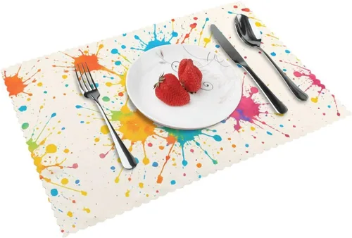 Vista 11 de Rectangular Placemats Set of 4, Heat Resistant Origami Fold Printed Kitchen Dining Table Mats