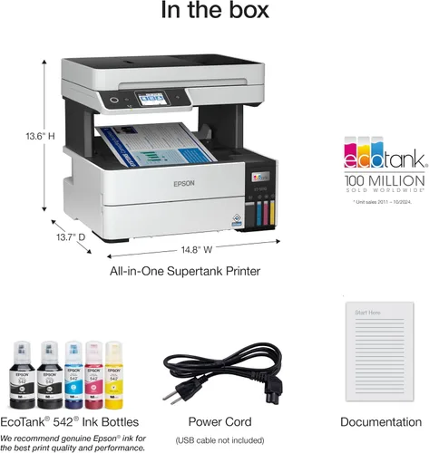 Vista 6 de Epson EcoTank Pro ET-5170 Impresora inalámbrica a color todo en uno Supertank con escáner, copiadora, alimentador automático de documentos para fax