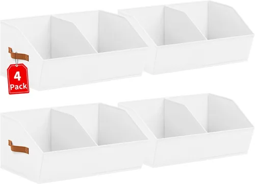 Vista 15 de Homsorout Organizadores de Armario y Contenedores de Almacenamiento - Paquete de 4 Contenedores de Almacenamiento Plegables Divididos Trapezoidales